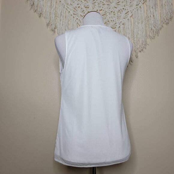 White House Black Market Ivory Sequined Embroidered Blouse Small - Picture 10 of 12